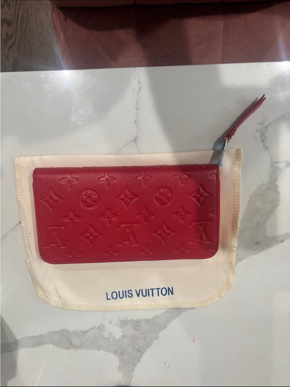 Red Embossed  Zip Wallet - Picture 3 of 5